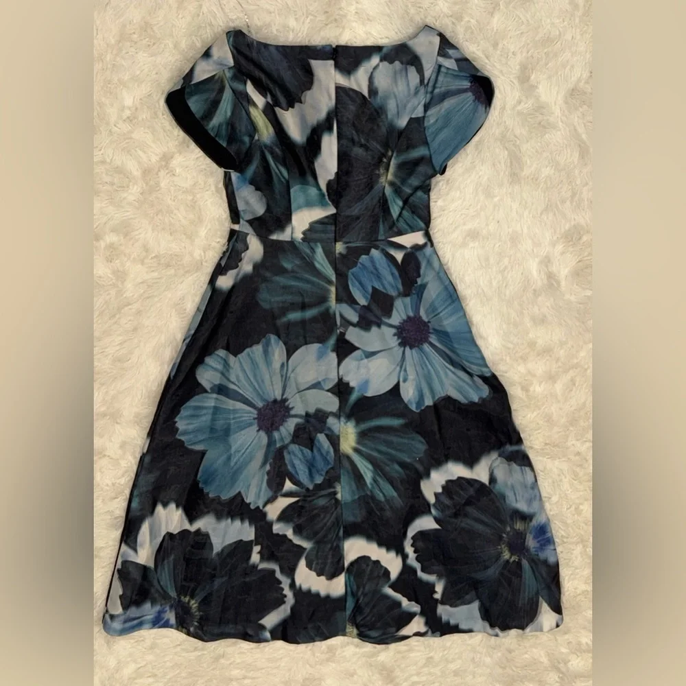 NWOT Kay Unger Emma Floral Cap Sleeve MIDI Dress sz 2 - Picture 4 of 6